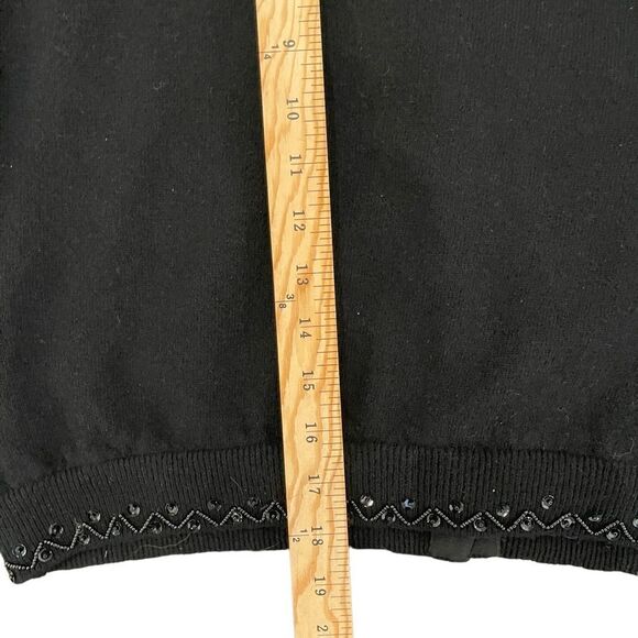 Vintage Dalmy’s Beaded Cardigan Black Wool Blend Christmas Women's M - Picture 11 of 12